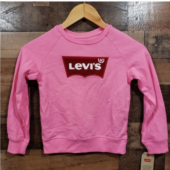 Lot of 2 NWT Levi's chenille patch logo front crewneck sweatshirts girl's size 6 - Picture 10 of 10
